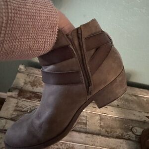 Kohl's Taupe Ankle Boots with Straps